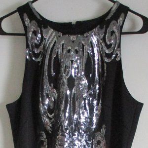 David Meister Black and Silver Sequin Dress sz 12